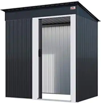 Gardebruk cobertizo metálico caseta de jardin para almacenamiento de herramientas 181x162x86 antracida puerta corrediza