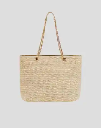 Naf Naf Bolso de rafia color oro oferta
