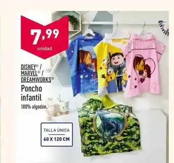 ALDI Disney / Marvel / Dreamworks Poncho Infantil 60 x 120cm oferta