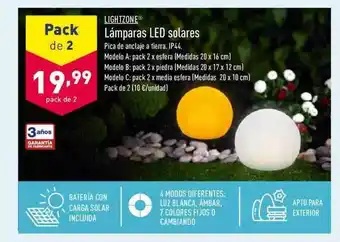 ALDI Lightzone Lámparas Led Solares pack de 2 oferta