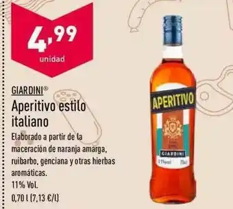 ALDI Giardini Aperitivo Estilo Italiano 0,70L oferta