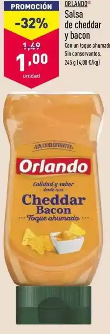ALDI Orlando Salsa De Cheddar Y Bacon 245g oferta