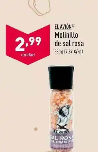 ALDI El Avión Molinillo De Sal Rosa 380g oferta
