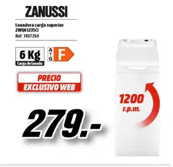 MediaMarkt Zanussi Lavadora Carga Superior ZWQ61235Cl oferta