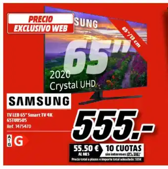 MediaMarkt Samsung Tv Led 65'' Smart Tv 4k 65TU8505 oferta