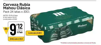Mahou Clásica Cerveza Rubia 24 x 33cl