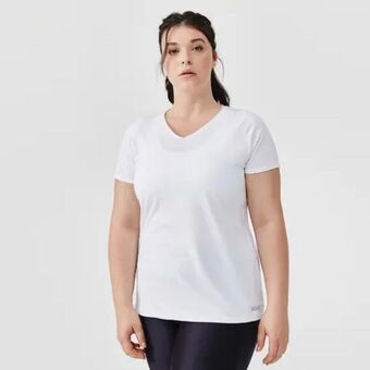 Decathlon Camiseta running manga corta transpirable mujer dry blanco oferta