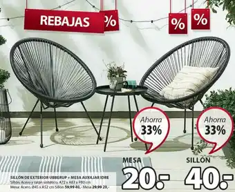 JYSK Sillon De Exterior Ubberup + Mesa Auxiliar Idre oferta