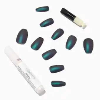Claire's Green chrome coffin vegan faux nail set - 24 pack oferta