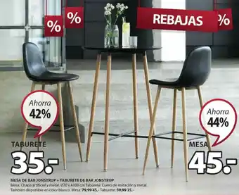 JYSK Mesa De Bar Jonstrup + Taburete De Bar Jonstrup oferta