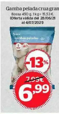 La Sirena Gamba Pelada Crua Gram 450g oferta