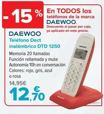 Carrefour Daewoo teléfono dect inalámbrico dtd 1250 oferta