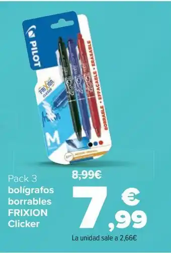 Carrefour Pack 3 bolígrafos borrables frixion clicker oferta