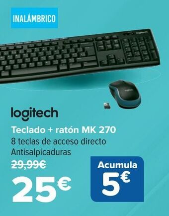 Carrefour Logitech teclado + ratón mk 270 oferta