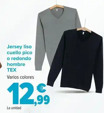 Carrefour Jersey liso cuello pico o redondo hombre tex oferta