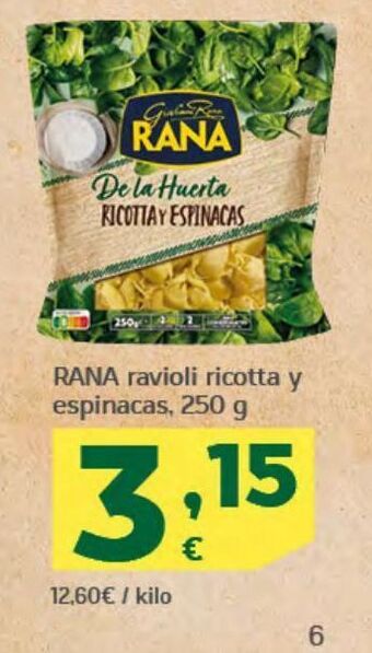 HiperDino Rana ravioli ricotta y espinacas oferta