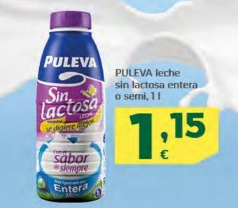 HiperDino Puleva leche sin lactosa entera o semi oferta