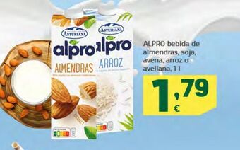 HiperDino Alpro bebida de almendras, soja, avena, arroz o avellana oferta