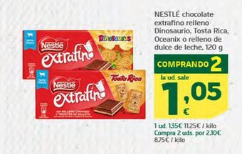 HiperDino Nestlé chocolate extrafino relleno dinosaurio, tosta rica, oceanix o relleno de dulce de leche oferta