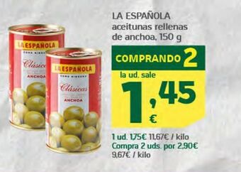 HiperDino La española aceitunas rellenas de anchoa oferta
