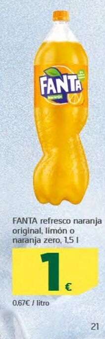 HiperDino Fanta refresco naranja original, limón o naranja zero oferta