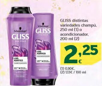 HiperDino Gliss distintas variedades champú o acondicionador oferta