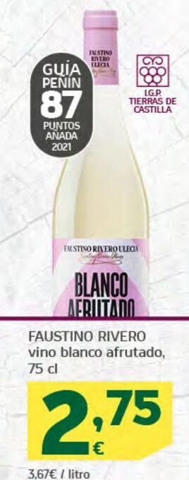 HiperDino Faustino rivero vino blanco afrutado oferta