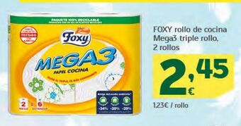 HiperDino Foxy rollo de cocina mega3 triple rollo, 2 rollos oferta