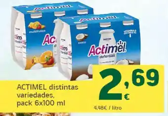 HiperDino Actimel distintas variedades, pack oferta