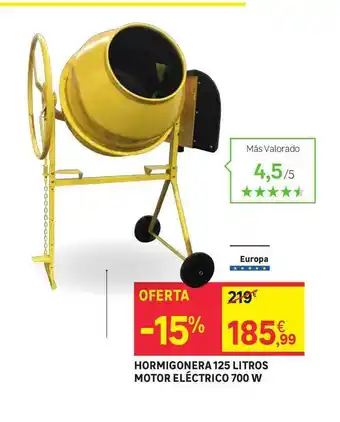 Leroy Merlin Hormigonera 125 Litros Motor Eléctirco 700 W oferta