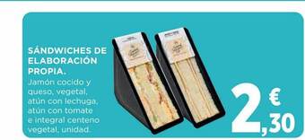 Hipercor Sándwiches de elaboración propia oferta