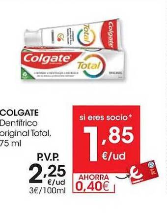 Eroski Colgate dentífrico original total oferta