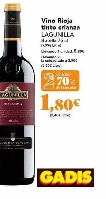 Gadis Vino rioja tinto crianza lagunila oferta