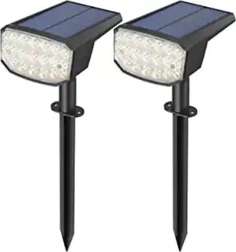 Luces solares led exterior jardin, 21 led focos led exterior solares con sensor de luz, impermeable ip67 6500k solar lampa...