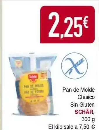 Masymas Pan de molde clásico sin gluten schär oferta
