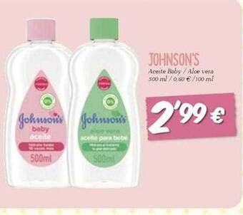 Masymas Johnson's aceite baby aloe vera oferta
