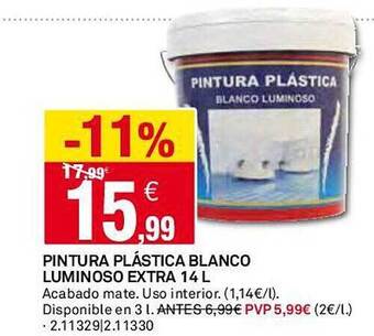 Bricoking Pintura plástica blanco luminoso extra 14l oferta