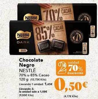 Gadis 2a unidad 70% descuento chocolate negro nestlé oferta
