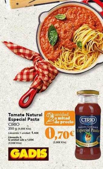 Gadis Tomate natural especial pasta cirio oferta