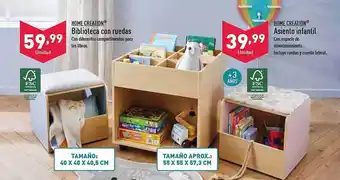 ALDI Home creation biblioteca con rueda asiento infantil oferta