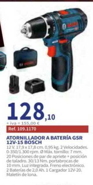 Coferdroza Atornillador a batería gsr 12v-15 bosch oferta