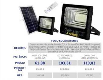 Coferdroza Foco solar ayerbe oferta
