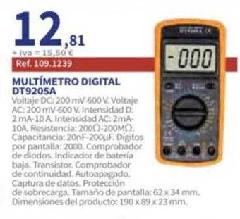 Coferdroza Multímetro digital dt9205a oferta