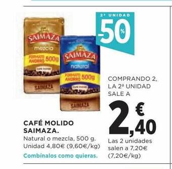 Hipercor 2a unidad -50% café molido saimaza oferta