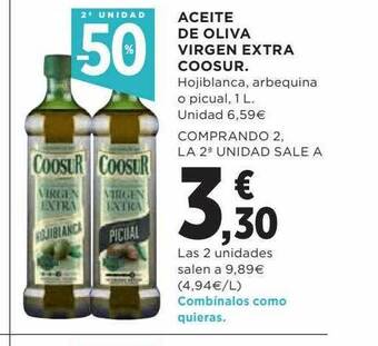 Hipercor 2a unidad -50% aceite de oliva virgen extra coosur oferta