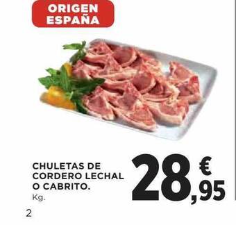 Hipercor Chuletas de cordero lechal o cabrito oferta