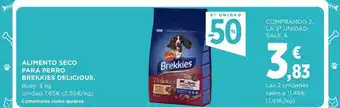 Hipercor 2a unidad -50% alimento seco para perro brekkies delicious oferta