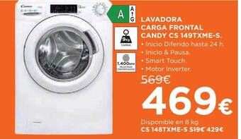 Hipercor Lavadora carga frontal candy cs 149txme-s oferta