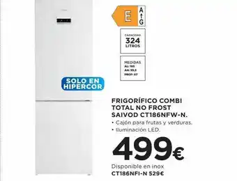 Hipercor Frigoríficos combi total no frost saivod ct186nfw-n oferta