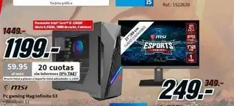 MediaMarkt 1449.- 1199- 59.95 20 cuotas al mes sin intereses (0% tae) precio total aplazes e importe total adeudado: 1.399€ ⓒmsi pr oferta